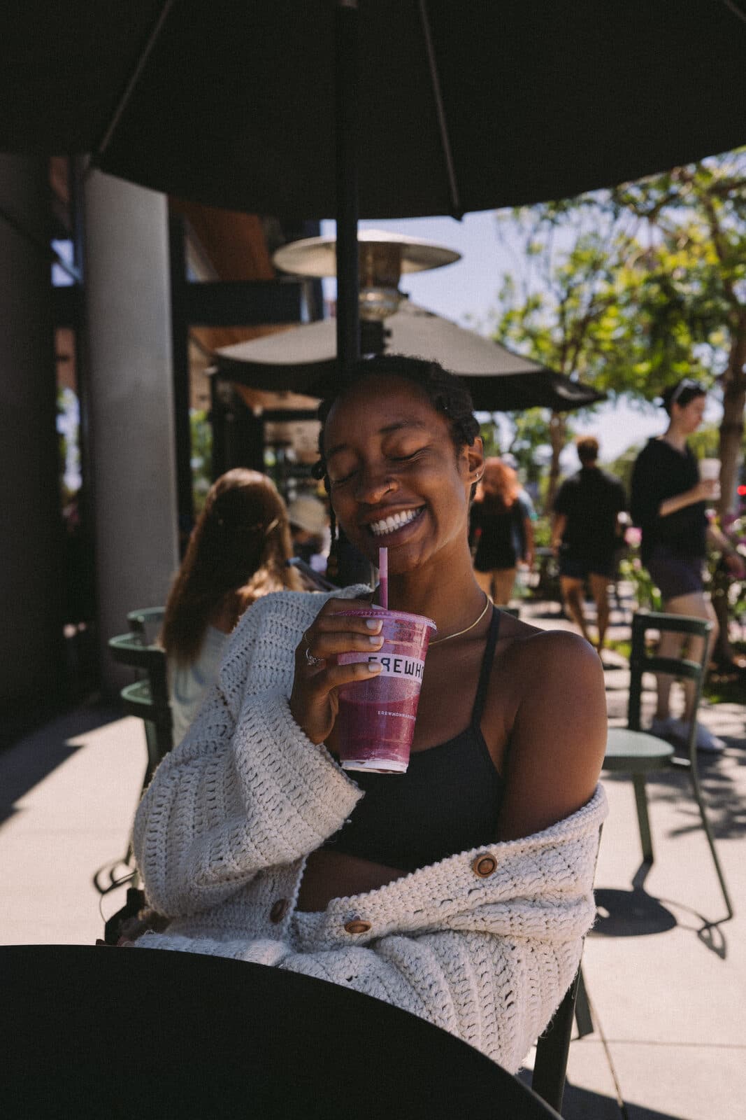 Sunlit cafe lifestyle moment